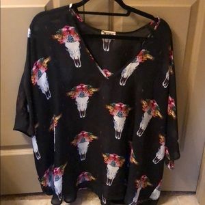 Mumu skull print tunic top
